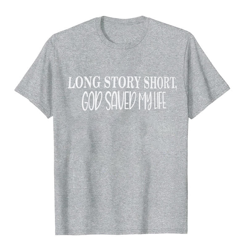 Christianartworkshop "LONG STORY SHORT, GOD SAVED MY LIFE" T-shirt - Grey - 2XL - image 9