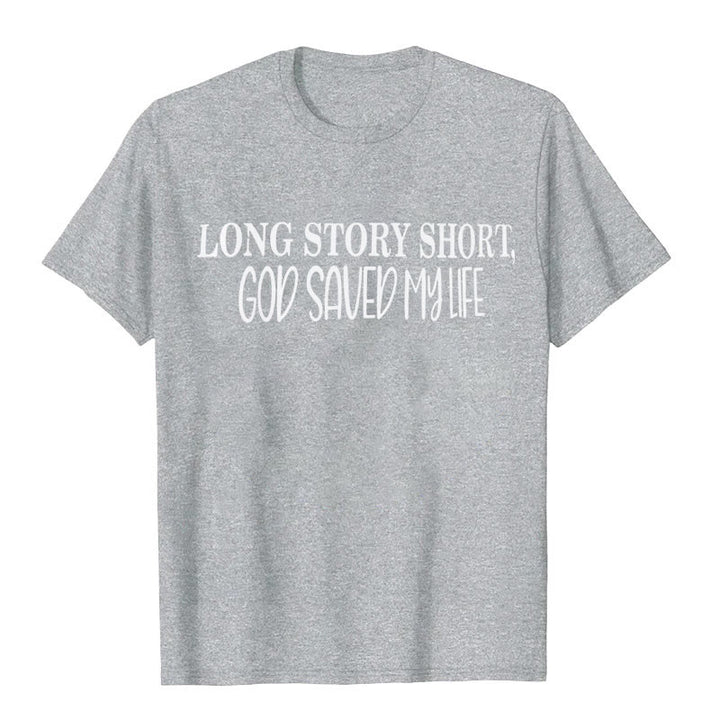 Christianartworkshop "LONG STORY SHORT, GOD SAVED MY LIFE" T-shirt - Grey - 2XL - image 9