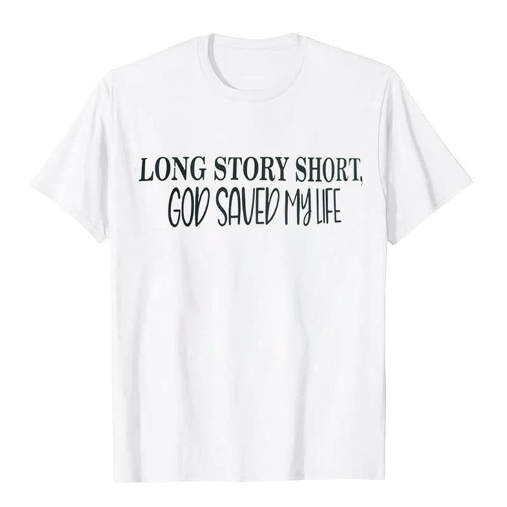 Christianartworkshop "LONG STORY SHORT, GOD SAVED MY LIFE" T-shirt - White - 2XL - image 1