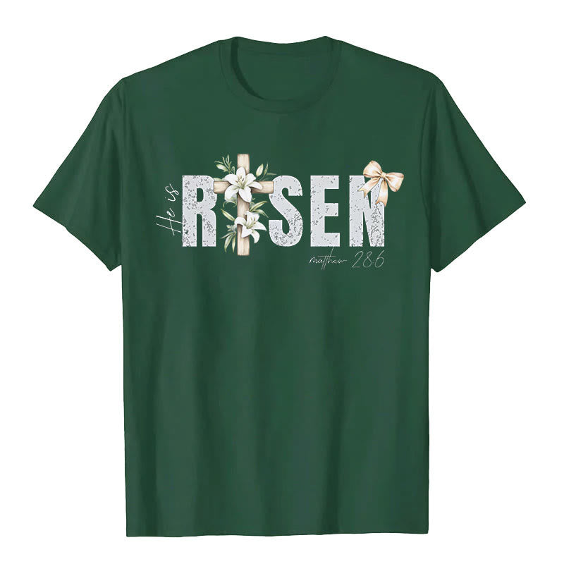 Christianartworkshop "He is RISEN" Short Sleeve T-shirt - Dark Green - 2XL - image 9