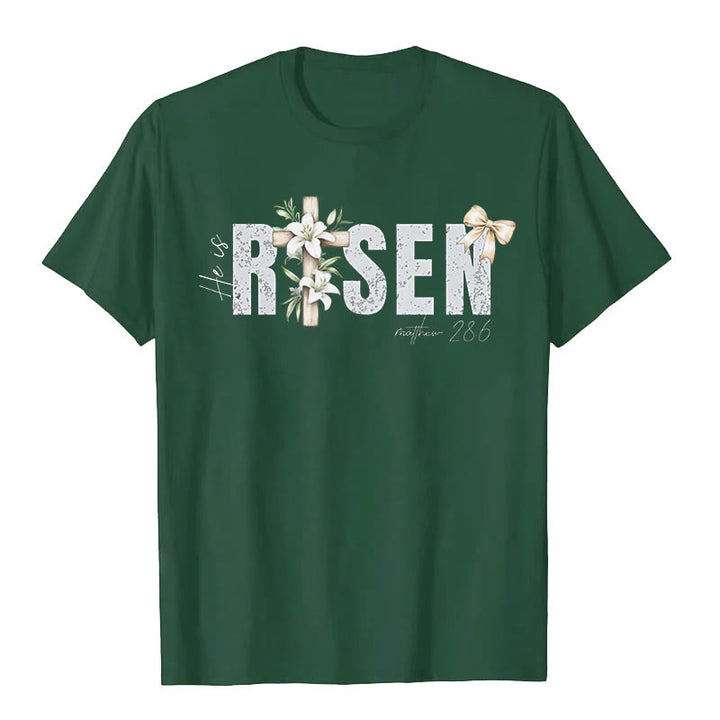 Christianartworkshop "He is RISEN" Short Sleeve T-shirt - Dark Green - 2XL - image 9