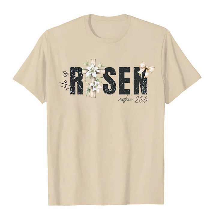 Christianartworkshop "He is RISEN" Short Sleeve T-shirt - Beige - 2XL - image 5