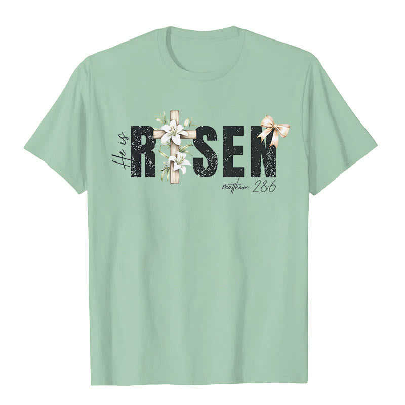 Christianartworkshop "He is RISEN" Short Sleeve T-shirt - Light Green - 2XL - image 8