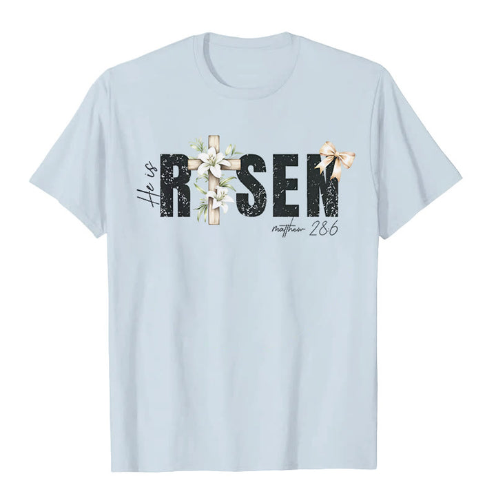 Christianartworkshop "He is RISEN" Short Sleeve T-shirt - Blue - 2XL - image 6