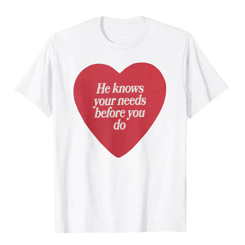 Christianartworkshop "He knows your needs before you do" T-shirt - White - 2XL - image 1