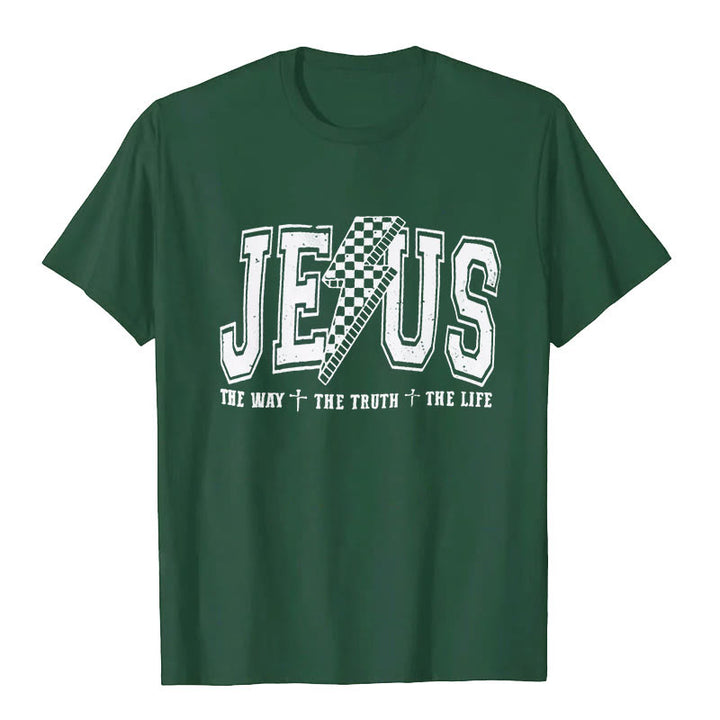 Christianartworkshop "JESUS THE WAY + THE TRUTH + THE LIFE" T-shirt - Dark Green - 2XL - image 7