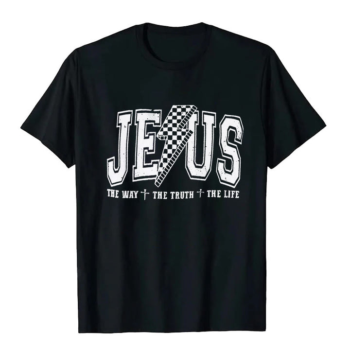 Christianartworkshop "JESUS THE WAY + THE TRUTH + THE LIFE" T-shirt - Black - 2XL - image 2