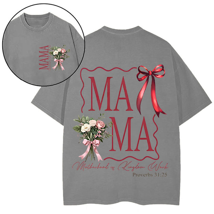 Christianartworkshop "MAMA" Flower Washed T-Shirt - Grey - 5XL - image 6