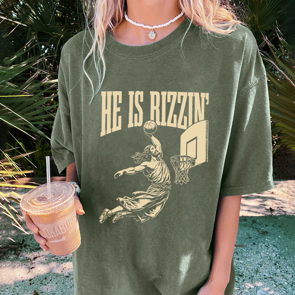 Christianartworkshop "HE IS RIZZIN" Washed T-Shirt - image 9