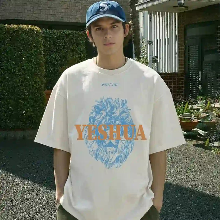 Christianartworkshop "YESHUA" Lion Head Washed T-Shirt - image 3