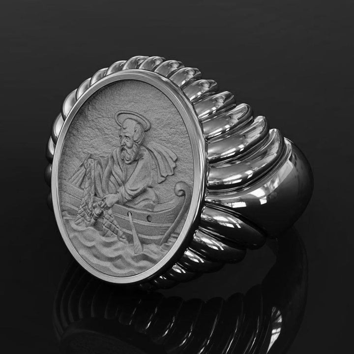 Christianartworkshop Fisherman Apostle's Legacy Ring: A Symbol of Faith and Devotion - Silver - US13 - image 3