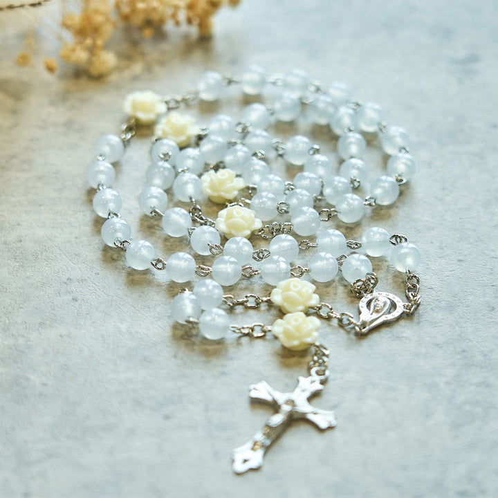 Christianartworkshop Luminous Beads with Flower Rose Glow-in-dark Divine Grace Rosary - image 3