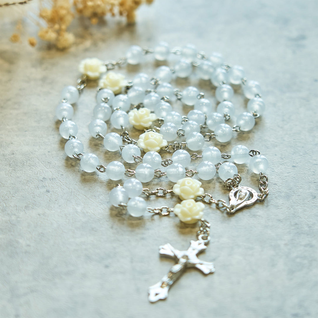 Christianartworkshop Luminous Beads with Flower Rose Glow-in-dark Divine Grace Rosary - image 2