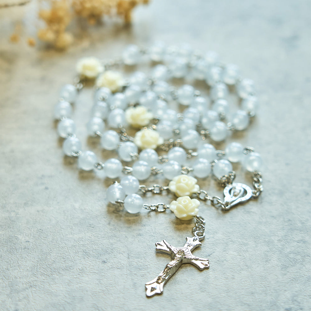Christianartworkshop Luminous Beads with Flower Rose Glow-in-dark Divine Grace Rosary - image 2