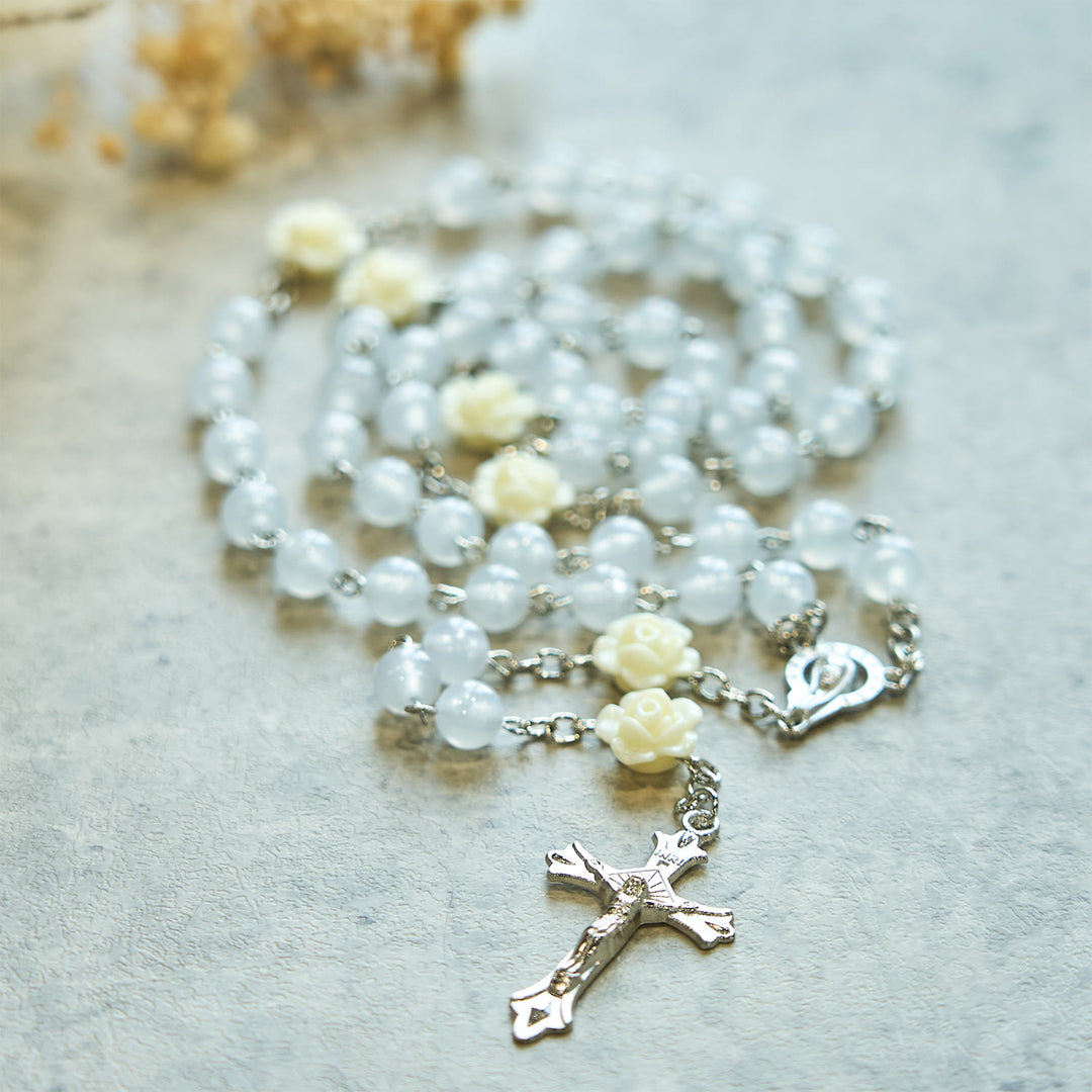 Christianartworkshop Luminous Beads with Flower Rose Glow-in-dark Divine Grace Rosary - image 2