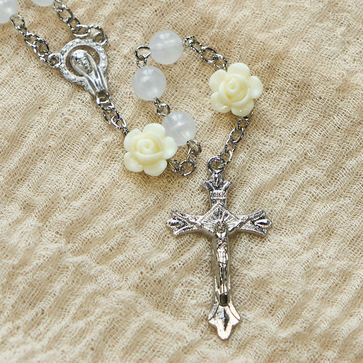Christianartworkshop Luminous Beads with Flower Rose Glow-in-dark Divine Grace Rosary - image 5