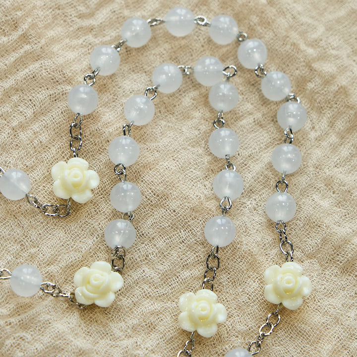 Christianartworkshop Luminous Beads with Flower Rose Glow-in-dark Divine Grace Rosary - image 4