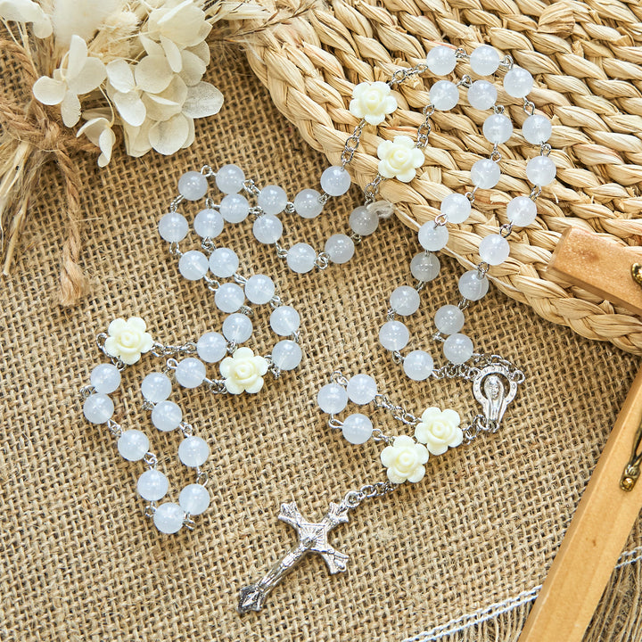 Christianartworkshop Luminous Beads with Flower Rose Glow-in-dark Divine Grace Rosary - Luminous Beads - image 1