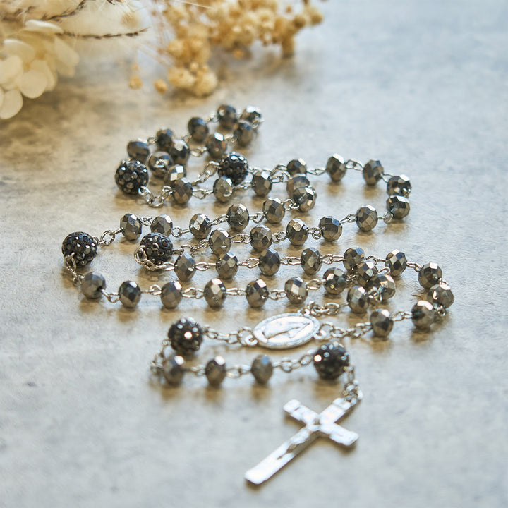 Christianartworkshop Colorful Shiny Black Crystal Radiant Faith Rosary: A Spiritual and Aesthetic Delight - image 4