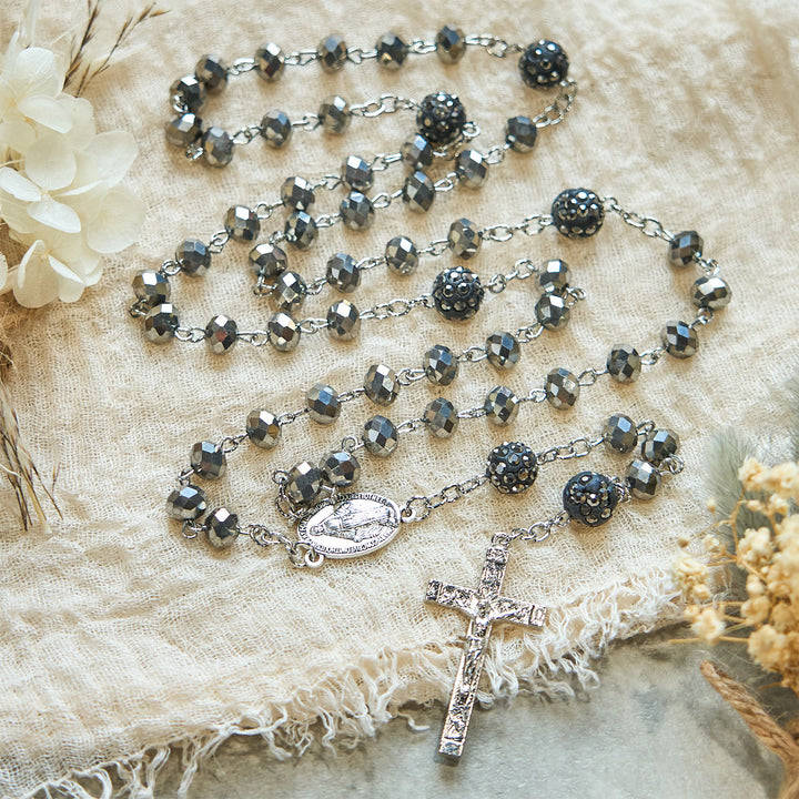 Christianartworkshop Colorful Shiny Black Crystal Radiant Faith Rosary: A Spiritual and Aesthetic Delight - image 7