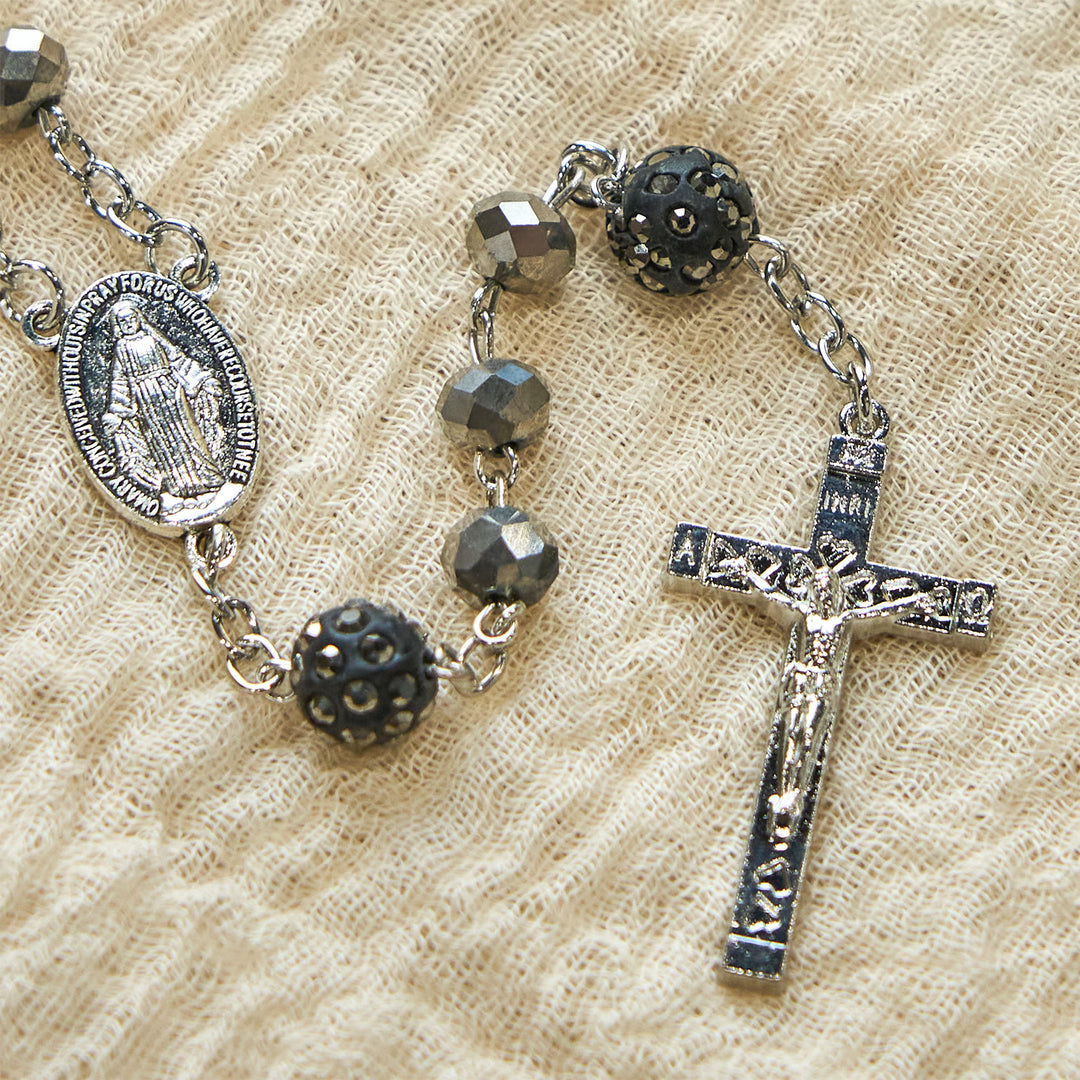 Christianartworkshop Colorful Shiny Black Crystal Radiant Faith Rosary: A Spiritual and Aesthetic Delight - image 6