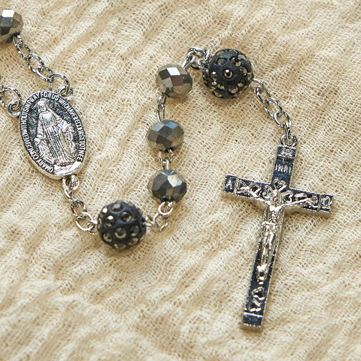 Christianartworkshop Colorful Shiny Black Crystal Radiant Faith Rosary: A Spiritual and Aesthetic Delight - image 6