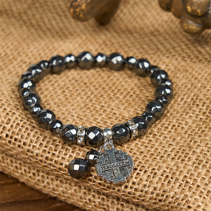 Christianartworkshop Shiny Black Gallstone Jerusalem - Inspired Bracelet: A Symbol of Faith - image 5