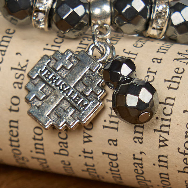Christianartworkshop Shiny Black Gallstone Jerusalem - Inspired Bracelet: A Symbol of Faith - image 6