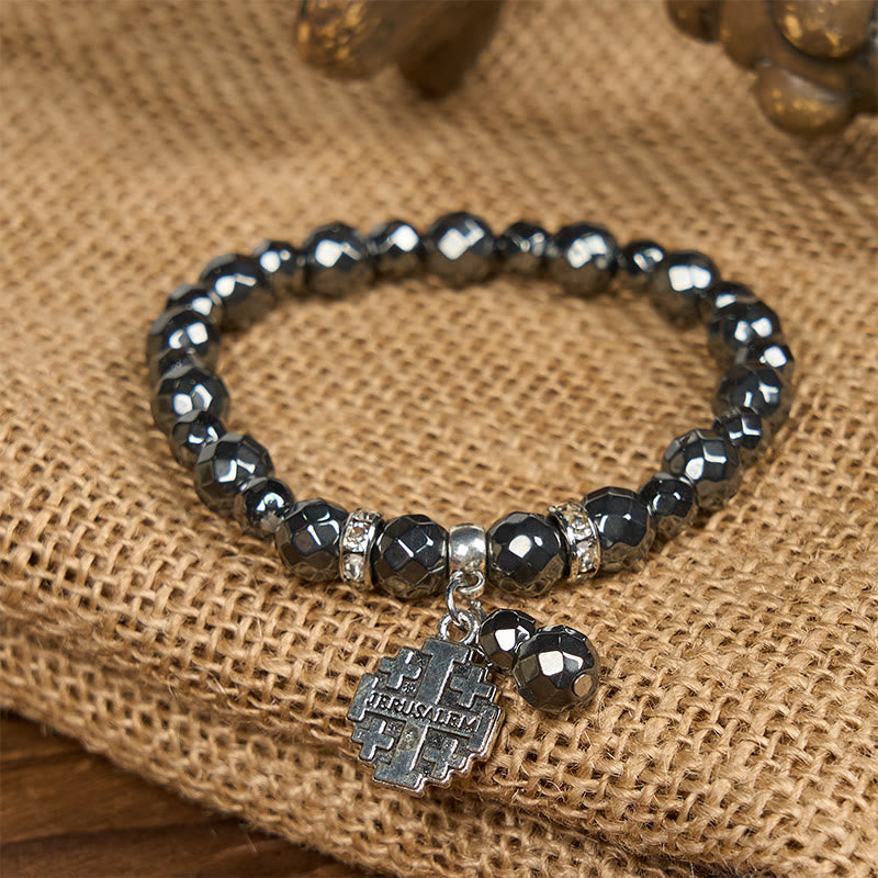 Christianartworkshop Shiny Black Gallstone Jerusalem - Inspired Bracelet: A Symbol of Faith - image 8