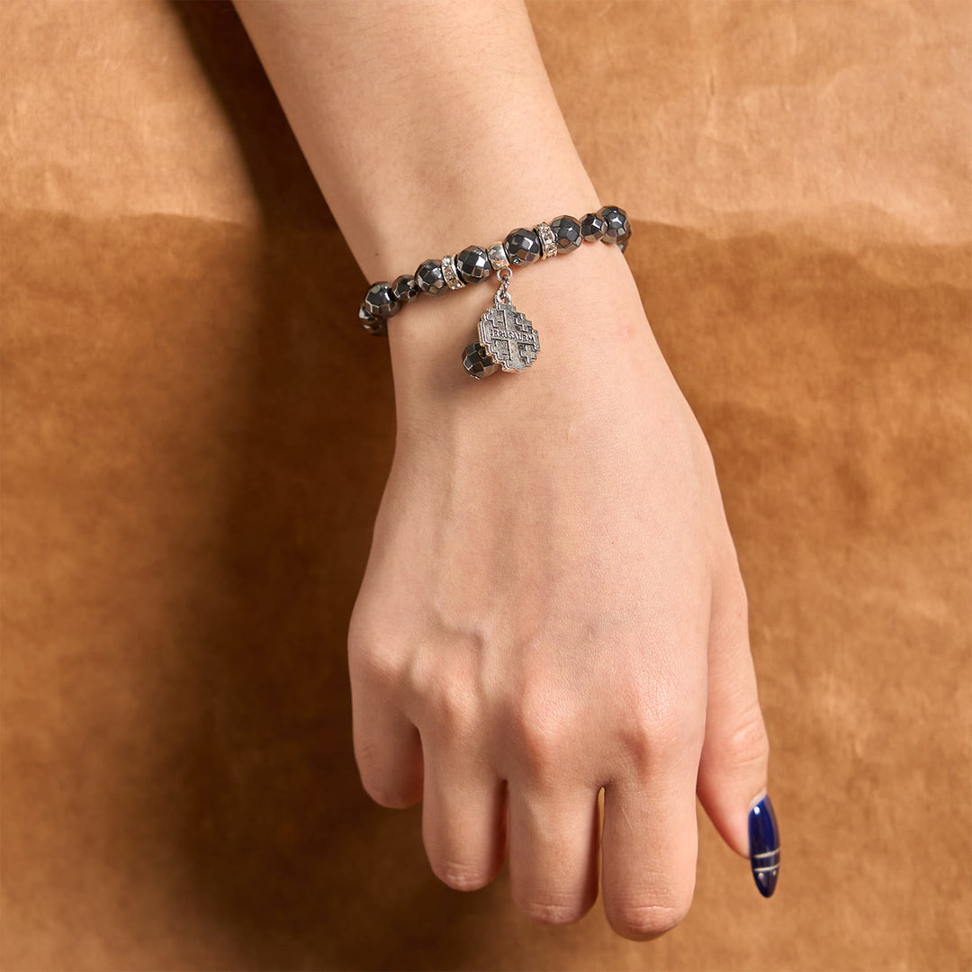 Christianartworkshop Shiny Black Gallstone Jerusalem - Inspired Bracelet: A Symbol of Faith - image 2