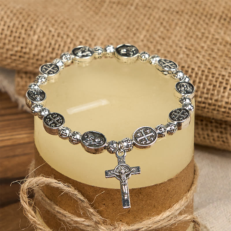 Christianartworkshop Our Lady Medal Sacred Symbol Crucifix Metal Bracelet: A Token of Devotion - image 5