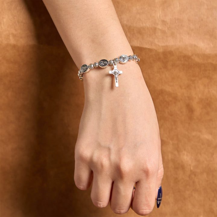 Christianartworkshop Our Lady Medal Sacred Symbol Crucifix Metal Bracelet: A Token of Devotion - image 3