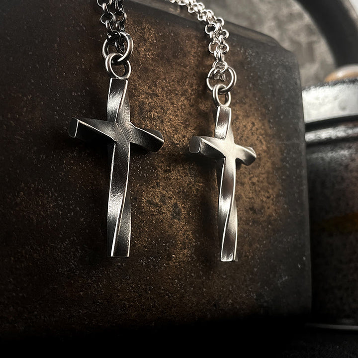 Christianartworkshop 999 Sterling Silver Cross Necklace: A Touch of Elegant Edge - 999 Sterling Silver - image 0