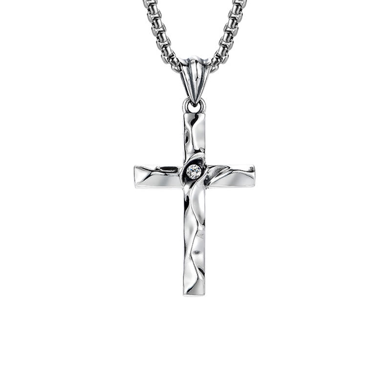 Christianartworkshop 925 Sterling Silver 2colors Zircon Cross Necklace: A Symbol of Elegance and Divine Grace - White - image 2