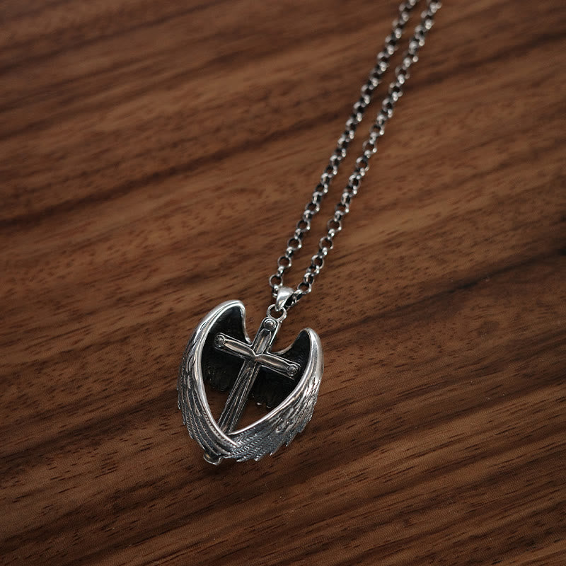 Christianartworkshop 925 Sterling Silver Angel Wings Cross Necklace: Embodying Faith and Celestial Grace - image 5