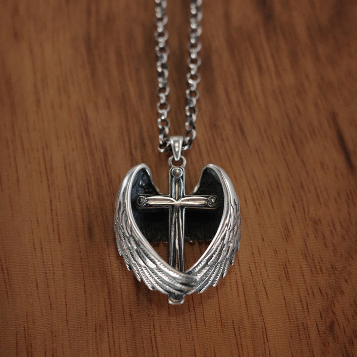 Christianartworkshop 925 Sterling Silver Angel Wings Cross Necklace: Embodying Faith and Celestial Grace - image 8