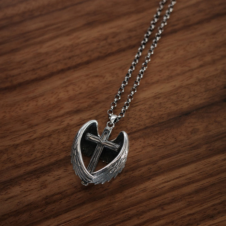 Christianartworkshop 925 Sterling Silver Angel Wings Cross Necklace: Embodying Faith and Celestial Grace - image 6