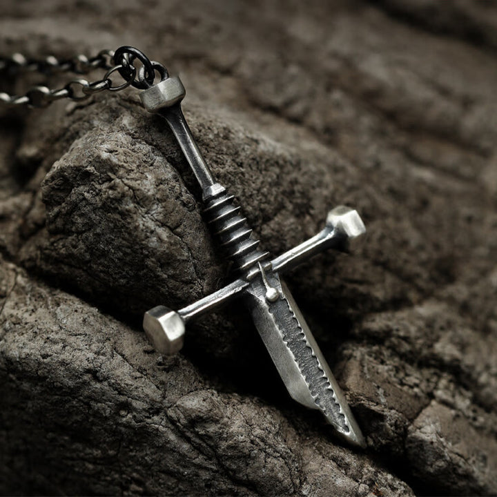 Christianartworkshop 999 Sterling Silver Broken Sword Cross Necklace: A Bold Statement of Resilience and Style - 999 Sterling Silver - image 0