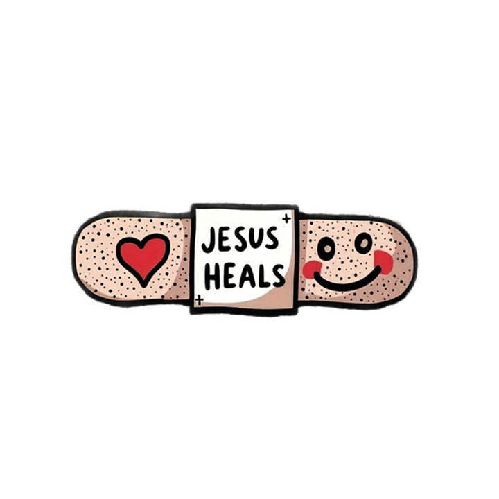 Christianartworkshop "Jesus ​​Heals" Acrylic Heart Band-Aid Brooch: A Symbol of Faith and Comfort - image 3