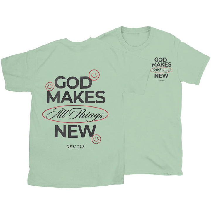 Christianartworkshop God Makes All Things New T-shirt - Light Green - 2XL - image 19