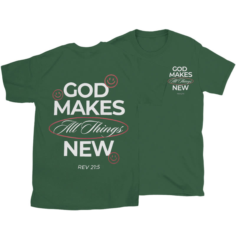 Christianartworkshop God Makes All Things New T-shirt - Dark Green - 2XL - image 22