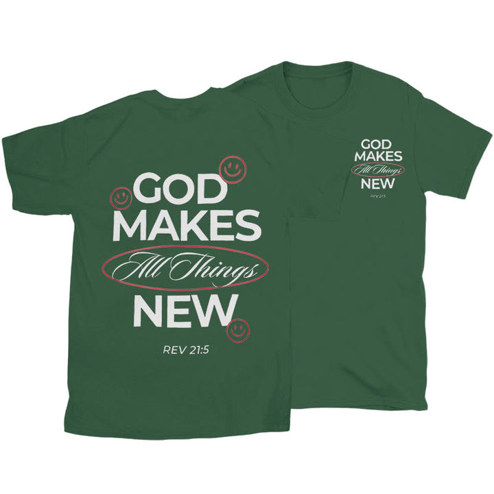 Christianartworkshop God Makes All Things New T-shirt - Dark Green - 2XL - image 22
