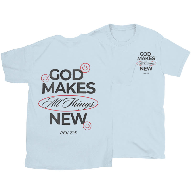 Christianartworkshop God Makes All Things New T-shirt - Blue - 2XL - image 10