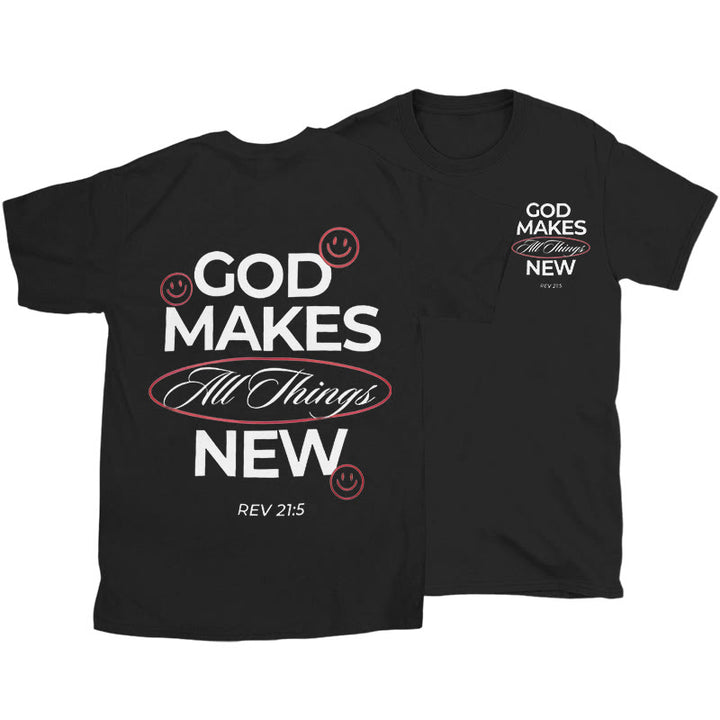 Christianartworkshop God Makes All Things New T-shirt - Black - 2XL - image 4