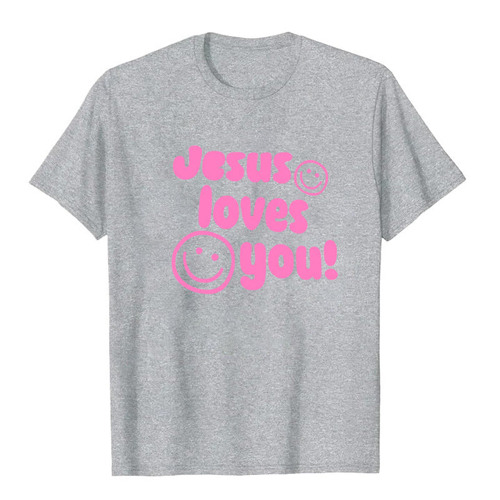 Christianartworkshop Jesus Loves You T-shirt - Grey - 2XL - image 8