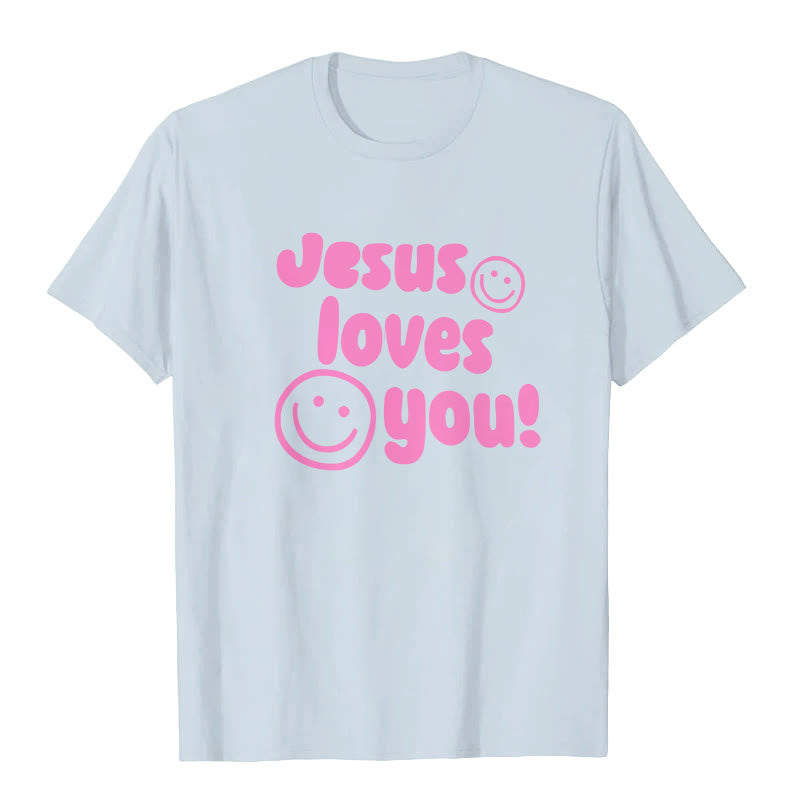 Christianartworkshop Jesus Loves You T-shirt - Blue - 2XL - image 4