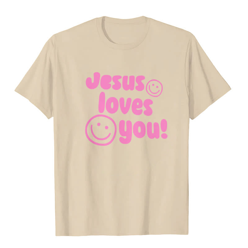 Christianartworkshop Jesus Loves You T-shirt - Beige - 2XL - image 3