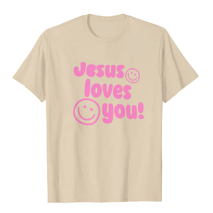 Christianartworkshop Jesus Loves You T-shirt - Beige - 2XL - image 3