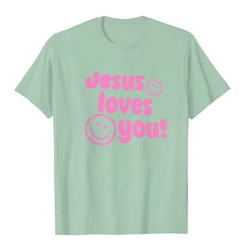 Christianartworkshop Jesus Loves You T-shirt - Light Green - 2XL - image 7