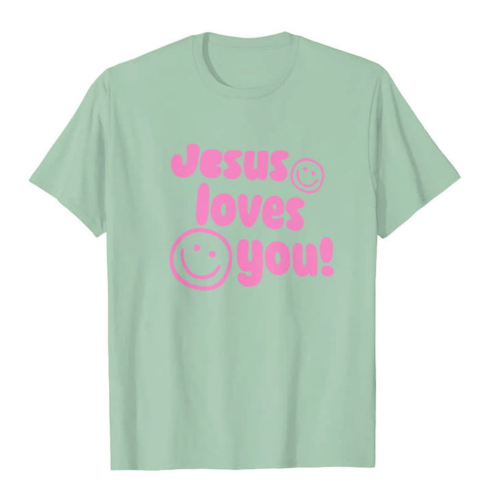 Christianartworkshop Jesus Loves You T-shirt - Light Green - 2XL - image 7